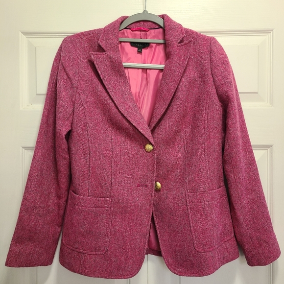 Talbots Jackets & Blazers - Talbots Pink Tweed‎ Blazer Gold Buttons Size 4 Career Wool Blend